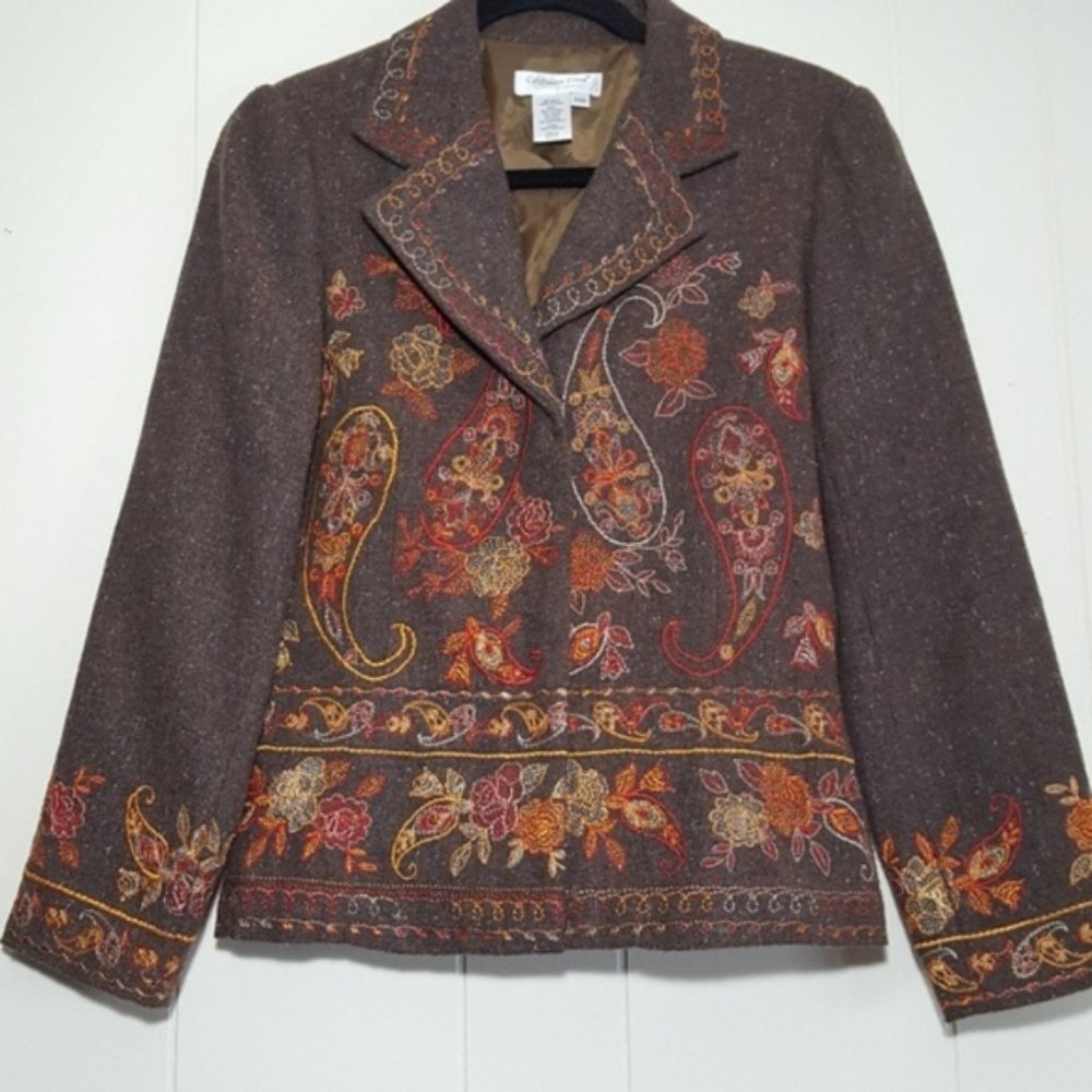 Coldwater Creek embroidered blazer jacket size XSP